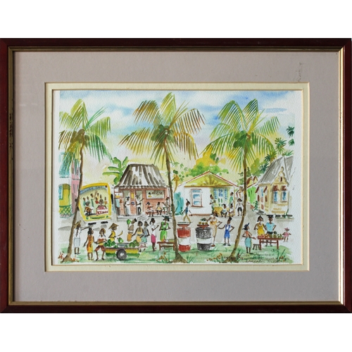 933 - Dee Chandler (Barbados, late 20th century)Four Barbados scenes, ink & watercolour, signed, inscribed... 