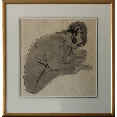 1022 - Sydney Harpley RA (1927-1992)Study of a nude, signed, ink and wash, 43cm x 43cm