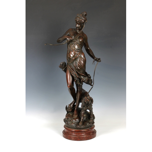 1088 - Alois Mayer (1855-1939)Artemis, goddess of the hunt, bronzed sculpture, copper over plaster techniqu... 