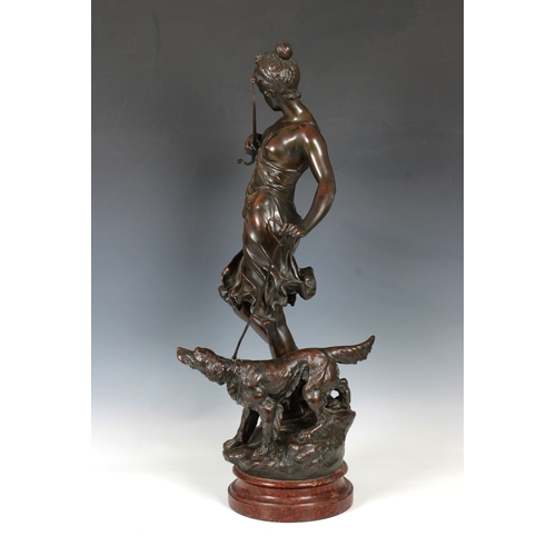 1088 - Alois Mayer (1855-1939)Artemis, goddess of the hunt, bronzed sculpture, copper over plaster techniqu... 