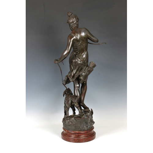 1088 - Alois Mayer (1855-1939)Artemis, goddess of the hunt, bronzed sculpture, copper over plaster techniqu... 