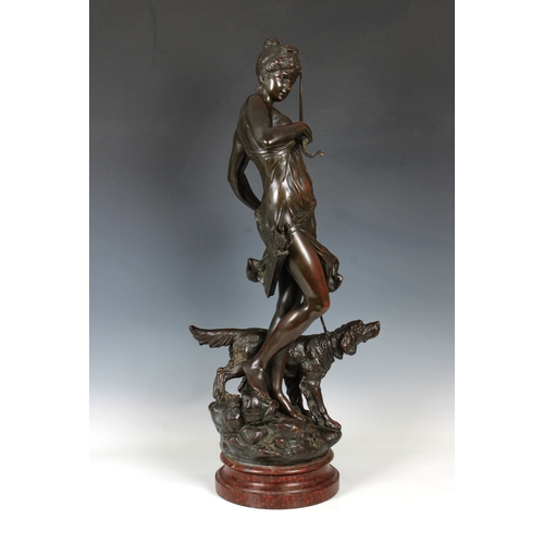 1088 - Alois Mayer (1855-1939)Artemis, goddess of the hunt, bronzed sculpture, copper over plaster techniqu... 