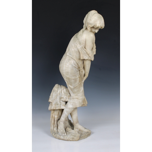 1093 - Attributed to Cesare Lapini (Italian, 1848-1893)carved white marble figure of 'La Sorpresa' (the Sur... 