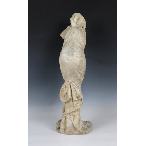 1093 - Attributed to Cesare Lapini (Italian, 1848-1893)carved white marble figure of 'La Sorpresa' (the Sur... 