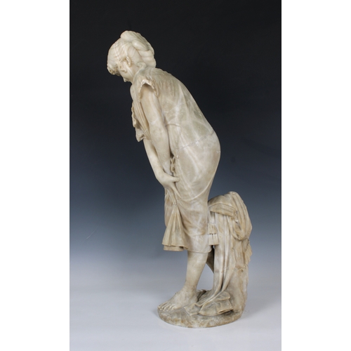 1093 - Attributed to Cesare Lapini (Italian, 1848-1893)carved white marble figure of 'La Sorpresa' (the Sur... 