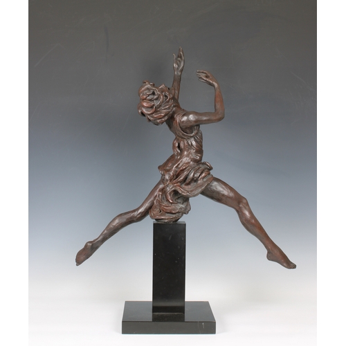 1095 - Enzo Plazzotta (Italian, 1921-1981)"Isadora Duncan", bronze on an integral polished black ... 