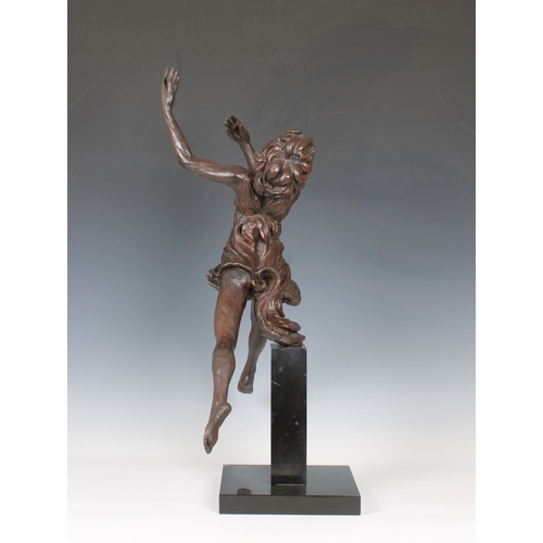 1095 - Enzo Plazzotta (Italian, 1921-1981)"Isadora Duncan", bronze on an integral polished black ... 