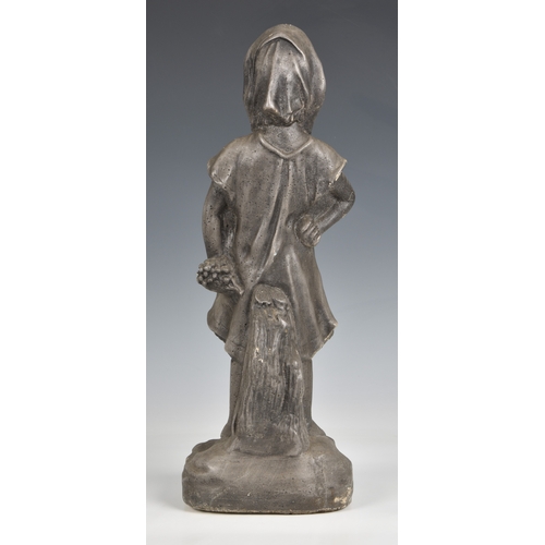 1098 - A composite stone figure of a little girlpainted to look like lead, 18 3/8in. (46.7cm.).