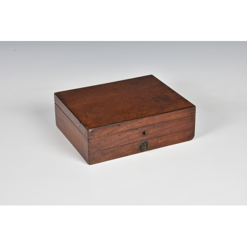 1115 - A Victorian artist's paint boxmahogany box with a single drawer, with a tolled leather insert to lid... 