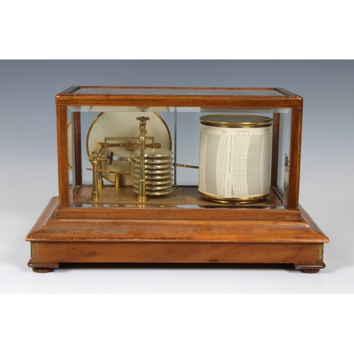 1130 - A 1930's drum barograph and aneroid barometer by Short & Mason, Londonthe lift off mahogany case wit... 