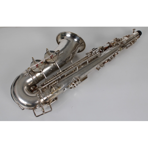 1164 - A Selmer silver plate alto saxophone - the engraved bell with serial number 14259, in fitted case.