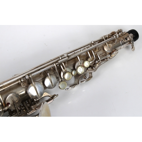 1164 - A Selmer silver plate alto saxophone - the engraved bell with serial number 14259, in fitted case.