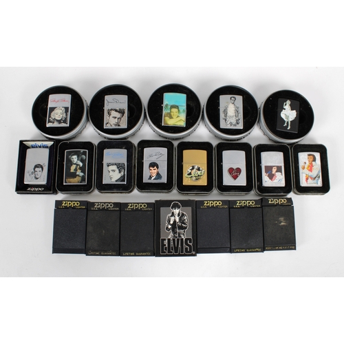 1181 - A collection of music related boxed Zippo lighters - To include five Stars of Hollywood seriescompri... 