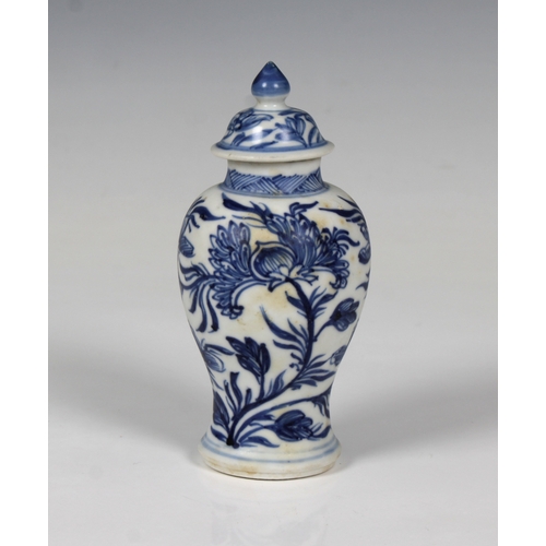 829 - A Chinese Ming dynasty porcelain blue and white vase from the wreck of the Vung Taua Chinese junk th... 