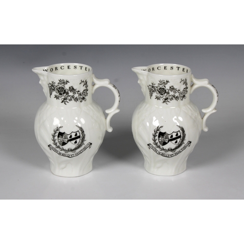 2028 - A pair of Royal Worcester porcelain milk jugs, commemorating The Veteran Car Club of Great Britain M... 