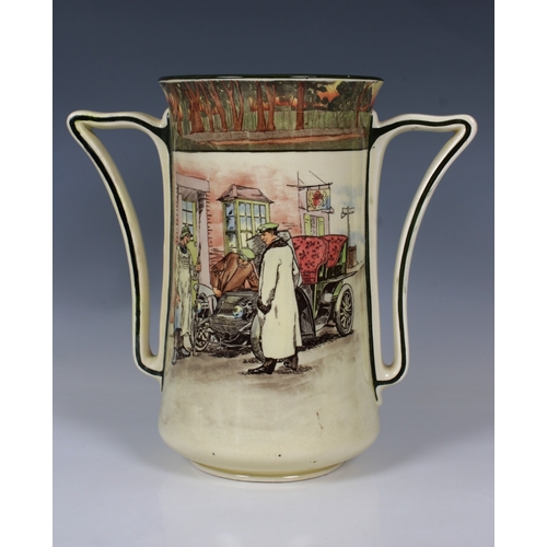 2038 - A Royal Doulton motoring "Series Ware" twin handled ceramic vase titled "Blood Money&... 