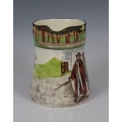 2043 - A Royal Doulton motoring "Series Ware" ceramic jug titled "Deaf", 1905-1928, han... 