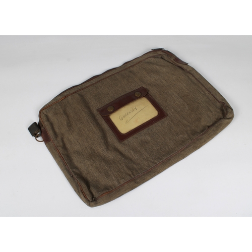 2305 - A vintage Guernsey Airways Ltd zip-up document bag., 1930' / 40's.