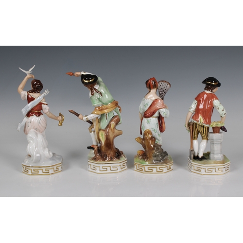 2013 - A set of four boxed Royal Crown Derby figurines 'The Elements', Water stands barefoot holding a fish... 