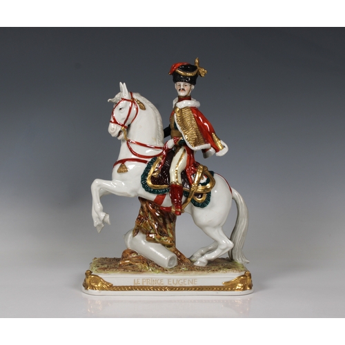 2027 - An Italian Capodimonte porcelain military figure of Prince Eugene de Beauharnais, inscribed "Le... 