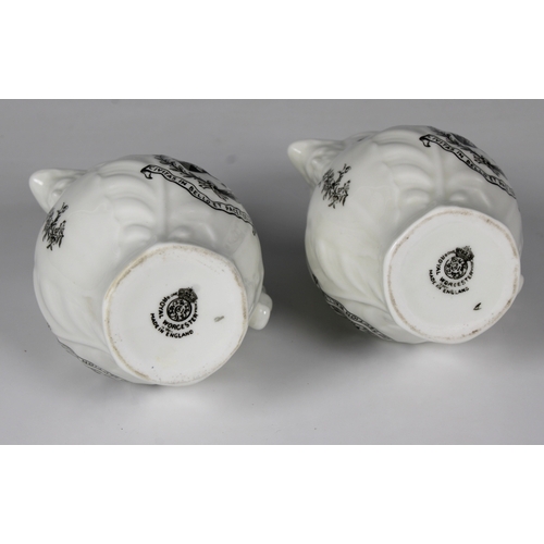 2028 - A pair of Royal Worcester porcelain milk jugs, commemorating The Veteran Car Club of Great Britain M... 