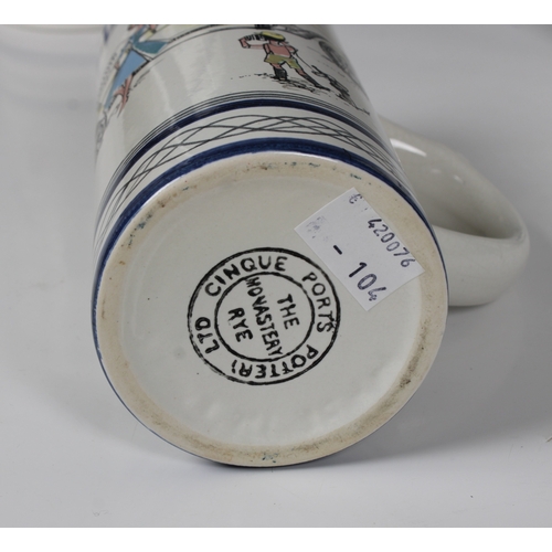 2033 - Five Cinque Ports Pottery Ltd, The Monastery Rye, pottery tankards, London to Brighton series, facto... 