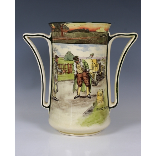 2038 - A Royal Doulton motoring "Series Ware" twin handled ceramic vase titled "Blood Money&... 