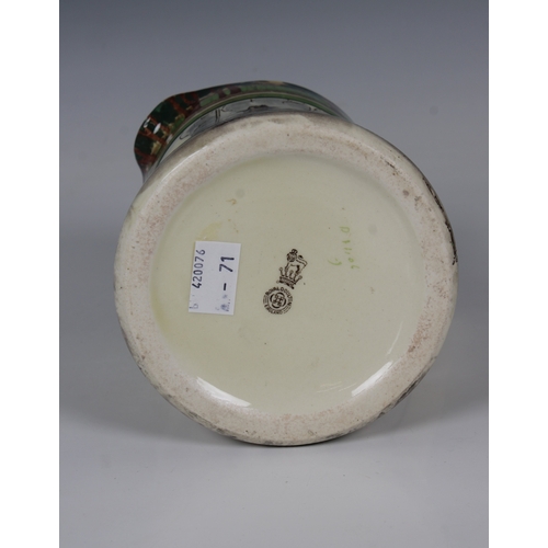 2043 - A Royal Doulton motoring "Series Ware" ceramic jug titled "Deaf", 1905-1928, han... 