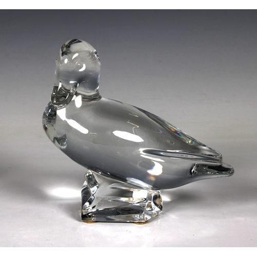 2128 - A La-tour D'argent Baccarat crystal figure of a duck, L. 14cm, H. 12cm.,