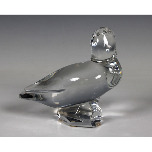 2128 - A La-tour D'argent Baccarat crystal figure of a duck, L. 14cm, H. 12cm.,