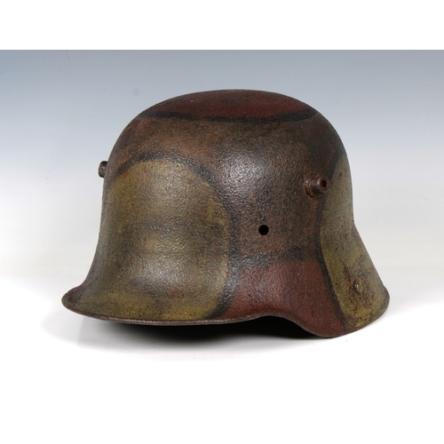 2152 - German Imperial WWI stalhelm helmet with camouflage paint, no insert.