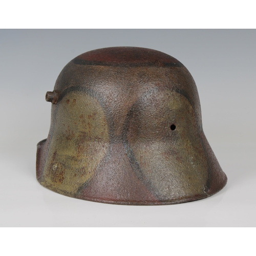 2152 - German Imperial WWI stalhelm helmet with camouflage paint, no insert.