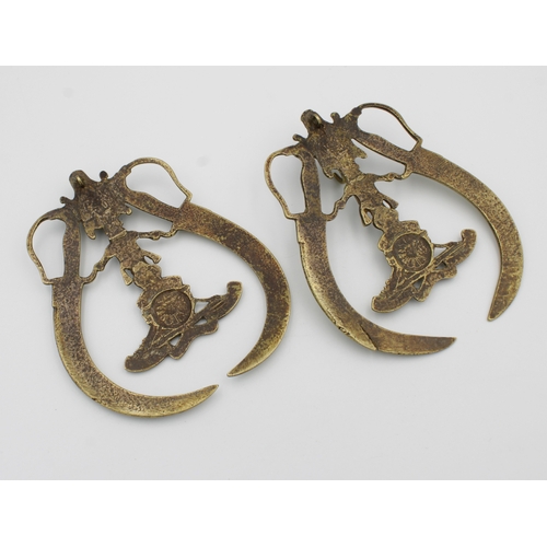 2155 - A pair of rare British Indian Army Royal Artillery elephant harness brasses, having Royal Artillery ... 