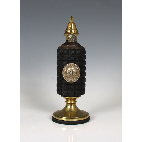 2156 - Trench Art - An unusual table lighter or burner, fashioned with a large  Austrian 'Zeitzunder' (time... 