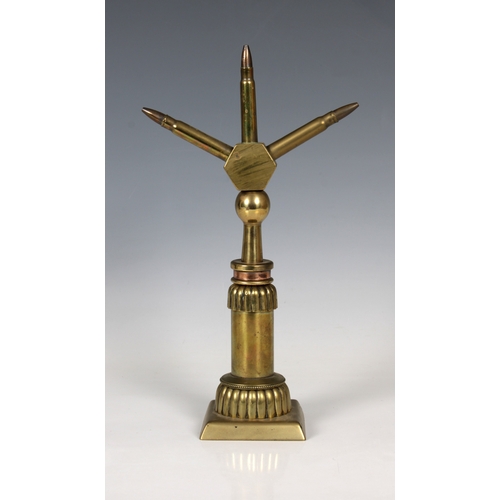 2157 - Trench Art - Battle of Vimy Ridge rifle round (bullet) ornament Souvenir, 28cm. high.