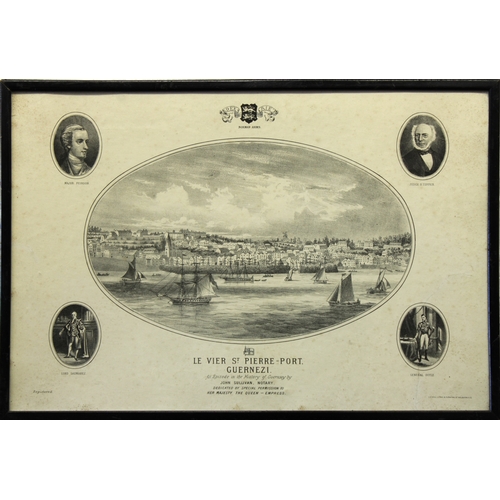 2183 - Lithograph - Le Vier St Pierre Port, Guernezi, An Episode in the History of Guernsey', by John Sulli... 