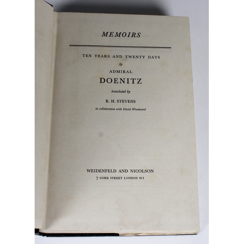 2213 - Doenitz (Karl, 1891-1980), Memoirs. Ten Years and Twenty Days by Admiral Doenitz, Translated by R.H.... 