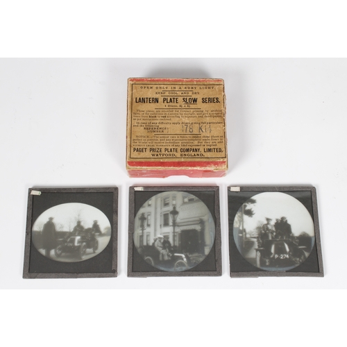 2215 - Automobile History. Three lantern plate slides of veteran car registration P274, one shown outside t... 