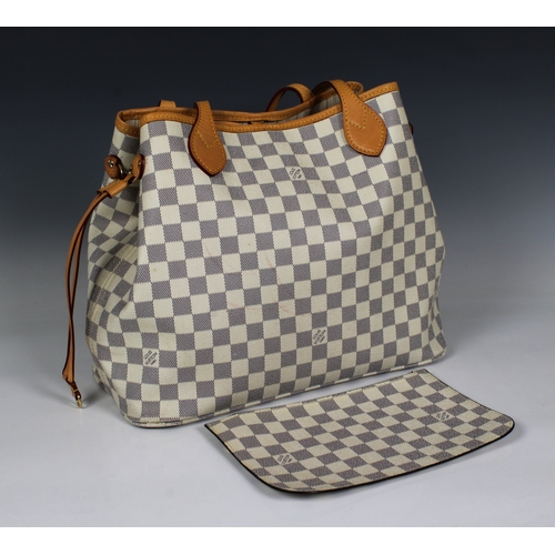 2231 - A Louis Vuitton Damier Azur Neverfull Tote bag, in check and branding, with gold tone hardware, with... 