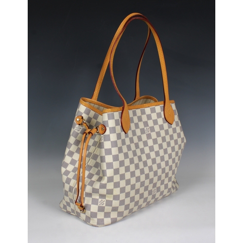 2231 - A Louis Vuitton Damier Azur Neverfull Tote bag, in check and branding, with gold tone hardware, with... 