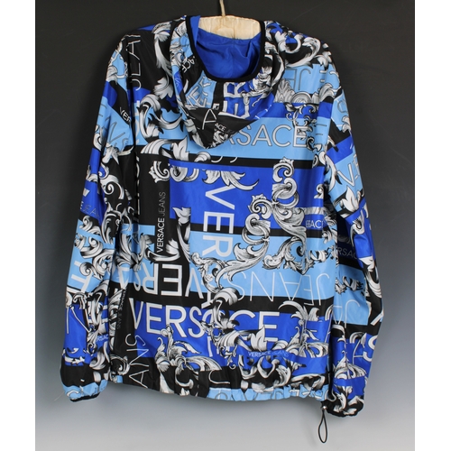 2234 - VERSACE JEANS unisex Blue reversible print Bernini jacket, featuring a versatile fully reversible de... 