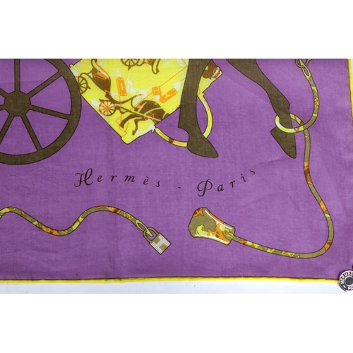 2241 - Herm?s 'Kelly en Caleche' unusual cotton Scarf, designed in 2007 by Cyrille Diatkine, with the Kelly... 