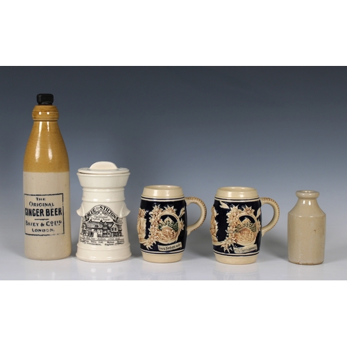 2259 - Stoneware bottle signed "The Original Ginger Beer - Batey and Co. Ltd. London", with origi... 