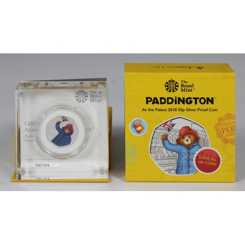 2268 - The Royal Mint "Paddington at the Palace" Fifty Pence coloured silver proof coin, acrylic ... 