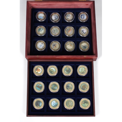 2272 - A Windsor Mint 24 coin collection of 'Ships of the Royal Navy', housed in fitted wooden case, certif... 