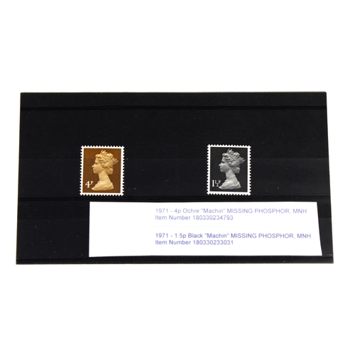 2283 - Philately interest - Error Stamps, to include 1971 4p Ochre "Machin" missing phosphor; 197... 