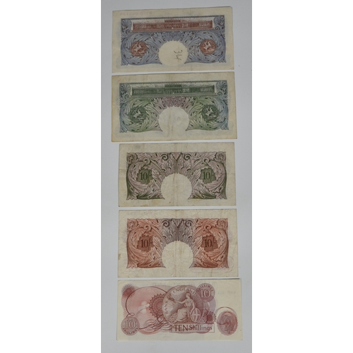 2290 - British Banknotes -Bank of England -  Britannia issues etc, to include Ten Shillings, Peppiatt, seri... 