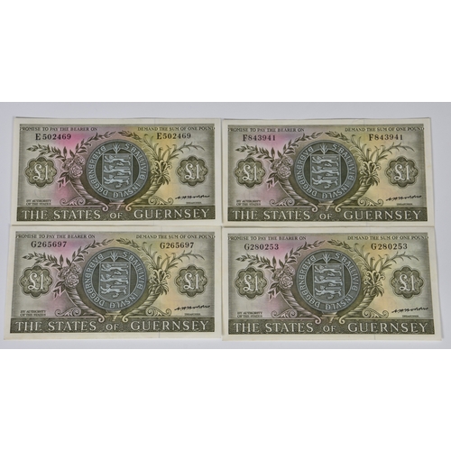 2291 - British Banknotes - The States of Guernsey ?1 (4), (1969-75) Signatory C. H. Hodder, serial numbers ... 