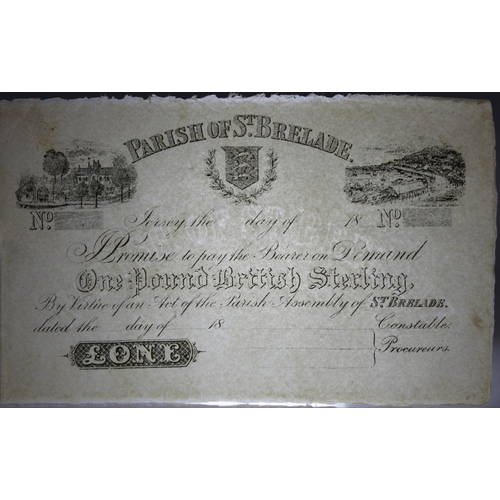 2295 - BRITISH BANKNOTE - 19th century unissued Parish of St Brelade, Jersey, (?1) one pound banknote, 18-,... 