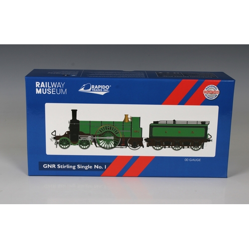 2477 - A boxed RAPIDO TRAINS OO gauge Steam Locomotive, 449366, GNR Stirling Single, No. 1, Railway Museum,... 